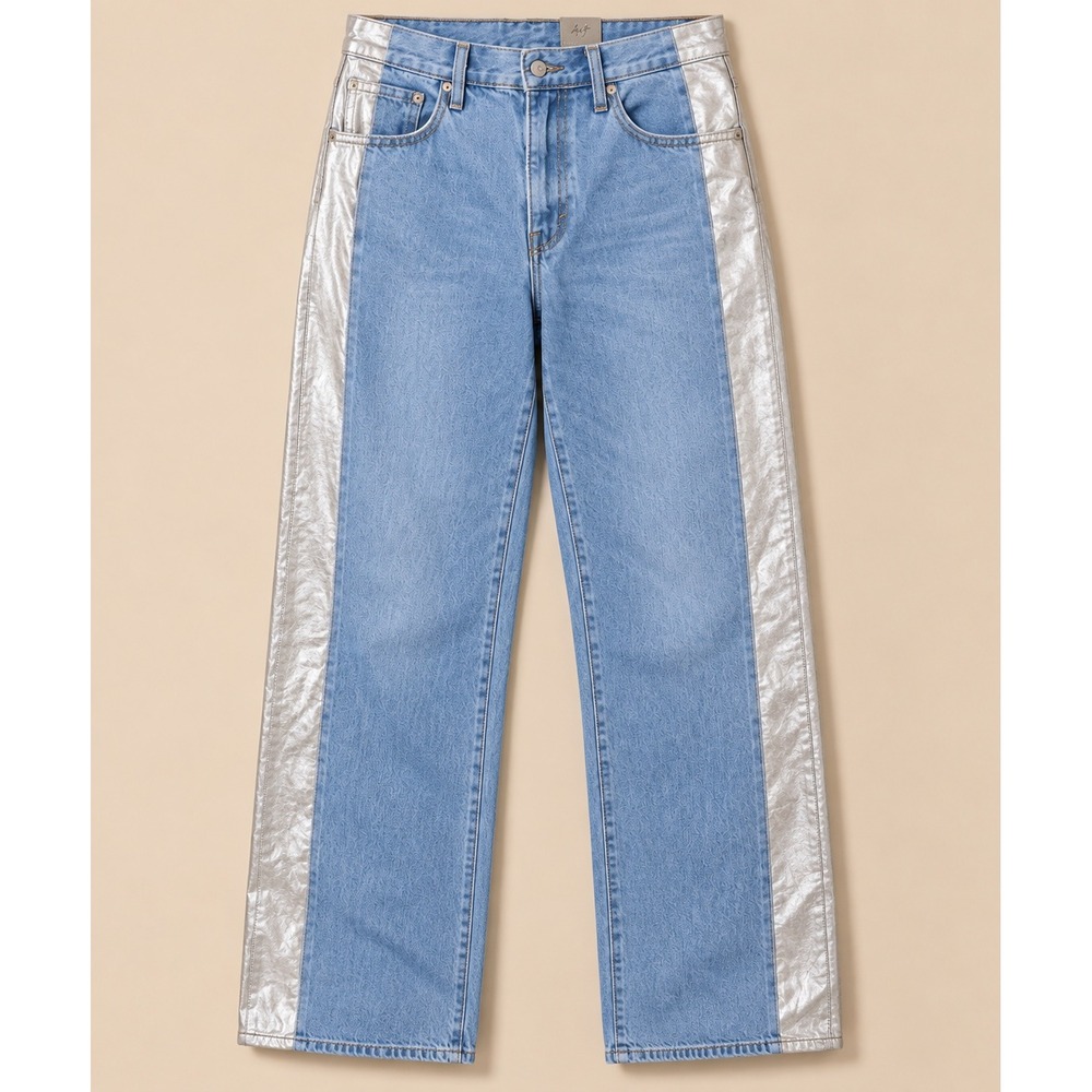 Levi's Womens Jeans 25 Blue Silver Cinch Baggy Metallic Side Stripe High Rise